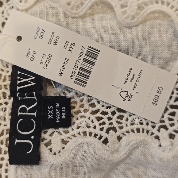 J.Crew Retail Lace-trim squareneck tank top in linen white XXS $69.50 - Picture 8 of 13